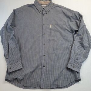 Columbia Mens Long Sleeve Dress Shirt Size Large Square Plaid Pattern Gray Sport